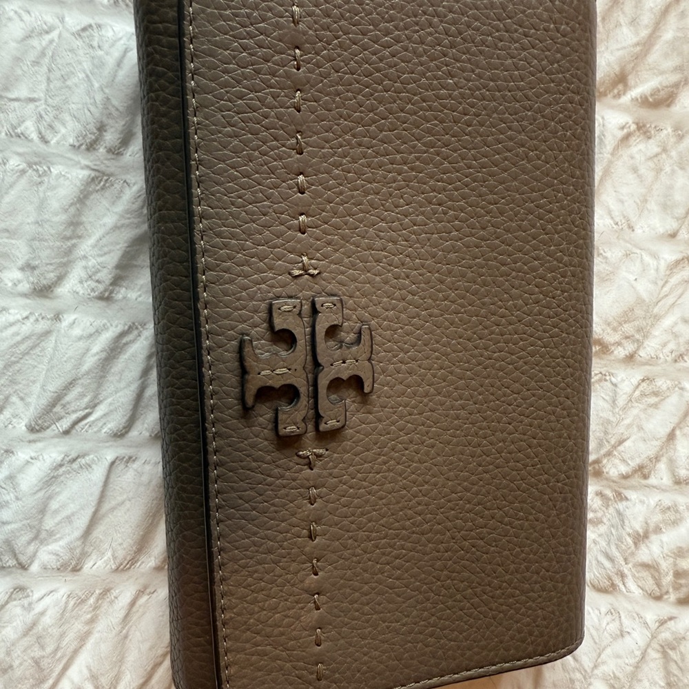Tory Burch Taupe Leather Clutch